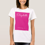 Pink White Elegant Bachelorette Womens Bridesmaid T-Shirt<br><div class="desc">Custom Add Image Text Here Clothing Apparel Template Personalised Front Design Print Women's Pink White Bachelorette Bridesmaid Basic T-Shirt.</div>