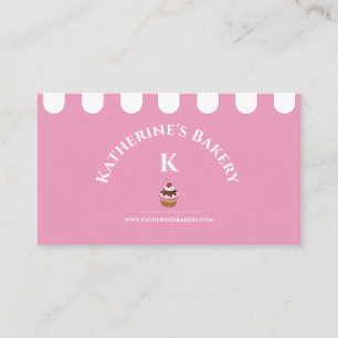 Pink White Elegant Bakery Business Card