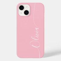 Pink White Elegant Calligraphy Script Name