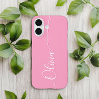 Pink White Elegant Calligraphy Script Name