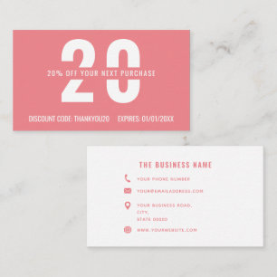 Pink White Elegant Monogram Professional Business Discount Card