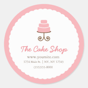 Pink & White Fancy Cake Bakery Sticker Label