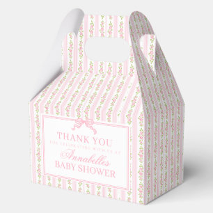 Pink & White Fancy Floral Baby Shower Gable Favour Box