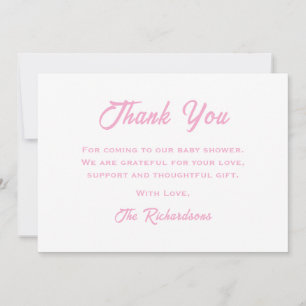 Pink White Feet Baby Shower Fun Trendy Its A Girl Thank You Card