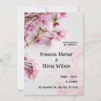 Pink White Feminine Vintage Wedding Invitation