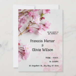 Pink White Feminine Vintage Wedding Invitation