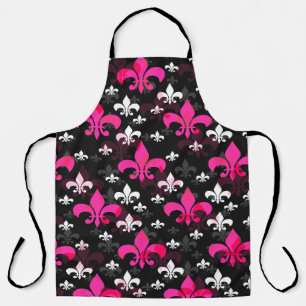 Pink White Fleur De Lis Apron