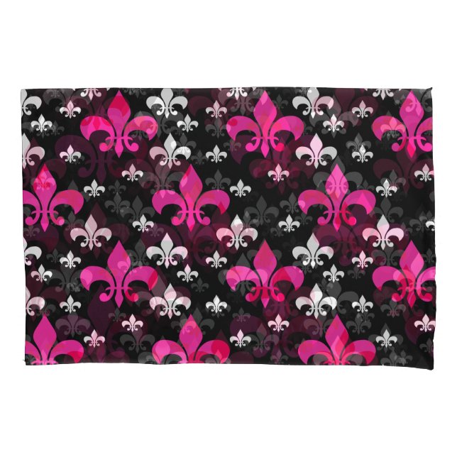 Pink White Fleur De Lis  Pillowcase (Front)