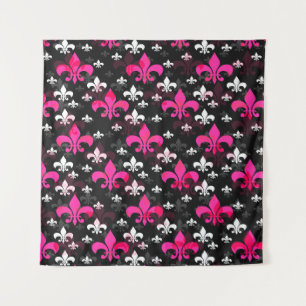 Pink White Fleur De Lis Tapestry
