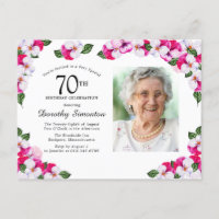 Pink White Floral 70th Birthday