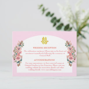 Pink white floral arch Chinese wedding details Enclosure Card