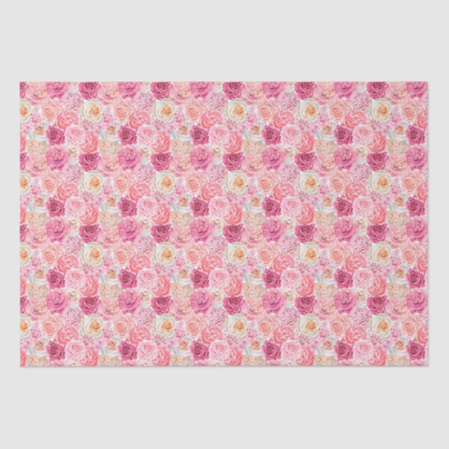 Pink White Floral Birthday for her Bridal Shower  Tissue Paper (Front)