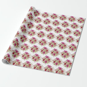 Pink White Floral Bouquet Wrapping Paper