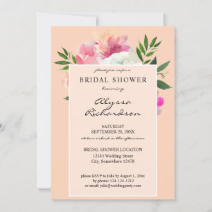Pink & White Floral Bridal Shower - Pink 2C Invitation