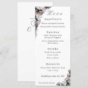 Pink & White Floral Catholic Wedding Menu