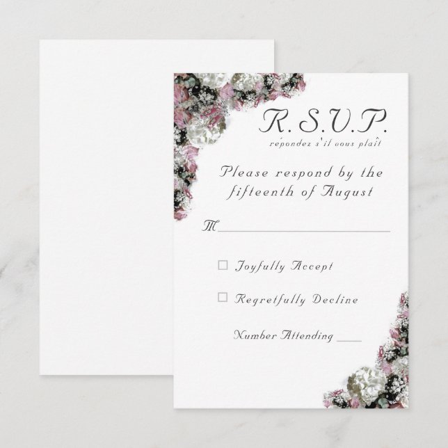 Pink & White Floral Catholic Wedding Response Card (Front/Back)