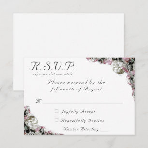 Pink & White Floral Catholic Wedding Response Card