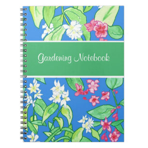 Pink, White Floral Customisable Gardening Notebook
