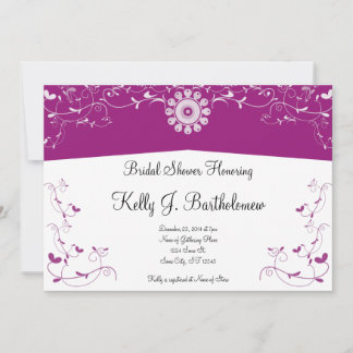 Pink White Floral Flourish Bridal Shower Invitation