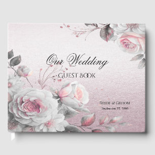 Pink White Floral Guest Book
