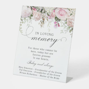 Pink White Floral Memorial Wedding Sign