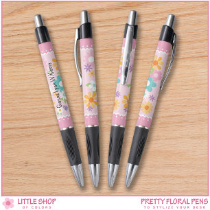 Pink White Floral Monogram