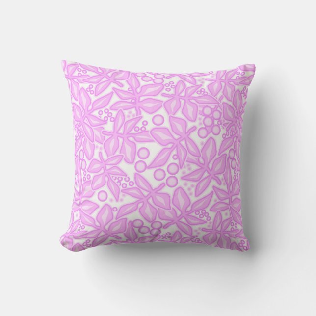 Pink white floral pattern cushion (Front)