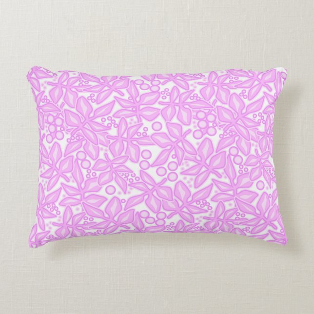 Pink white floral pattern decorative cushion (Front)