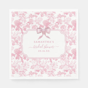 Pink White Floral Roses Chinoiserie Bridal Shower Napkin