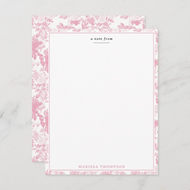 Pink White Floral Roses Chinoiserie Pattern Card (Front/Back)