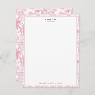 Pink White Floral Roses Chinoiserie Pattern Card