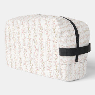 Pink White Floral Stripes Dopp Kit