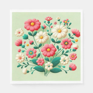 🌸 Pink White Floral Table Napkins Spring Decor 🌸