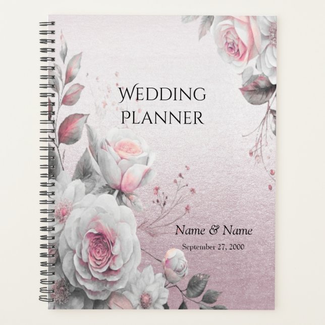 Pink White Floral Wedding Planner (Front)