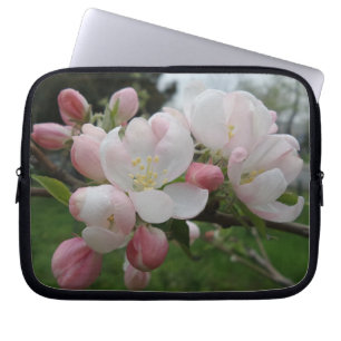 Pink White Flower Neoprene Laptop Sleeve 10 inch
