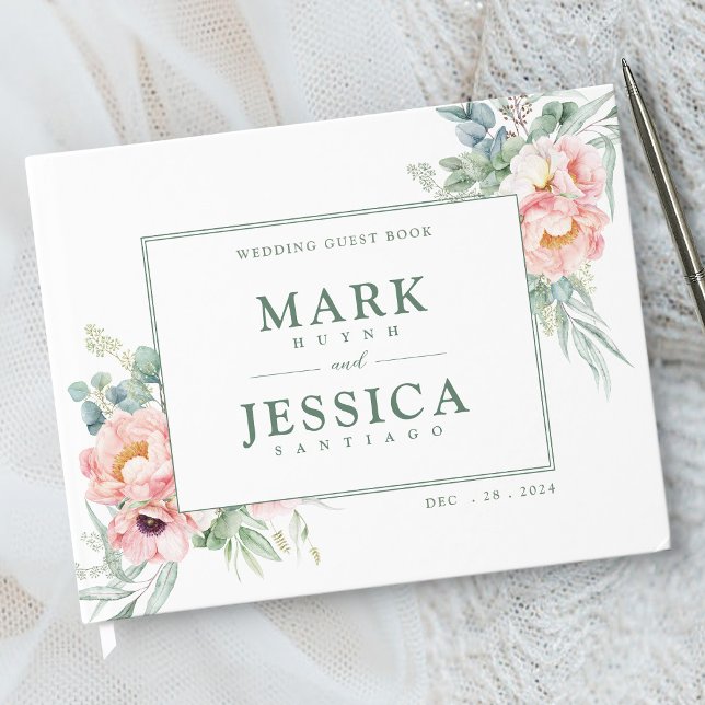Pink White Flower Wedding Guest Book (Creator Uploaded)