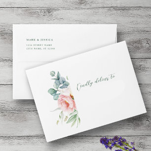 Pink White Flower Wedding Invitation Envelope