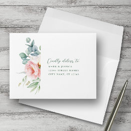 Pink White Flower Wedding RSVP Envelopes