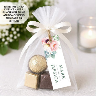 Pink White Flower Wedding Tag (1x3 inch)