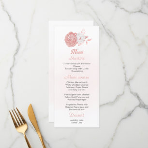 pink & white flowers botanical wedding menu