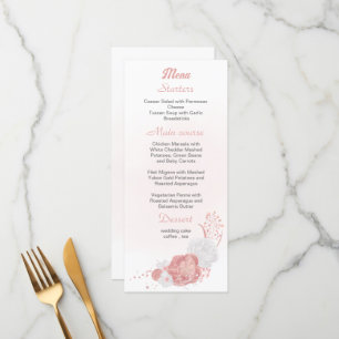 pink & white flowers botanical wedding  menu