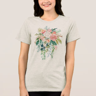 Pink & White Flowers Bouquet Tri-Blend Shirt