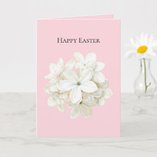 Pink White Flowers Easter Card