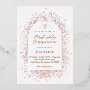 pink white flowers First Communion