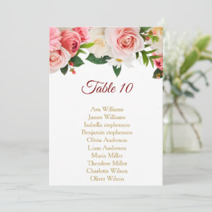 pink & white flowers gold seating invitation