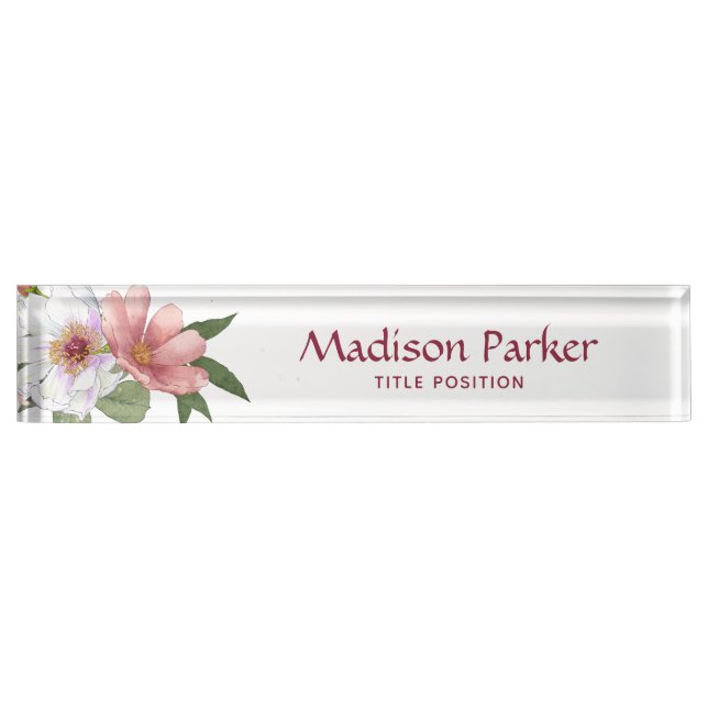 Pink & White Flowers  Nameplate (Front)