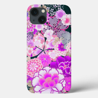 PINK WHITE FLOWERS Peony,Roses Japanese Floral iPhone 13 Case