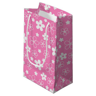 PINK & WHITE FLOWERS SMALL GIFT BAG