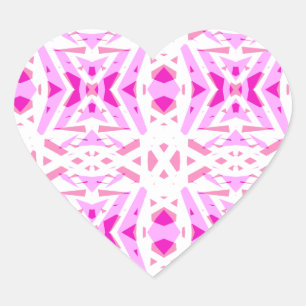 Pink White Geometric Art Deco Valentines Love Gift Heart Sticker