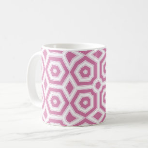 pink white geometric pattern art deco  coffee mug
